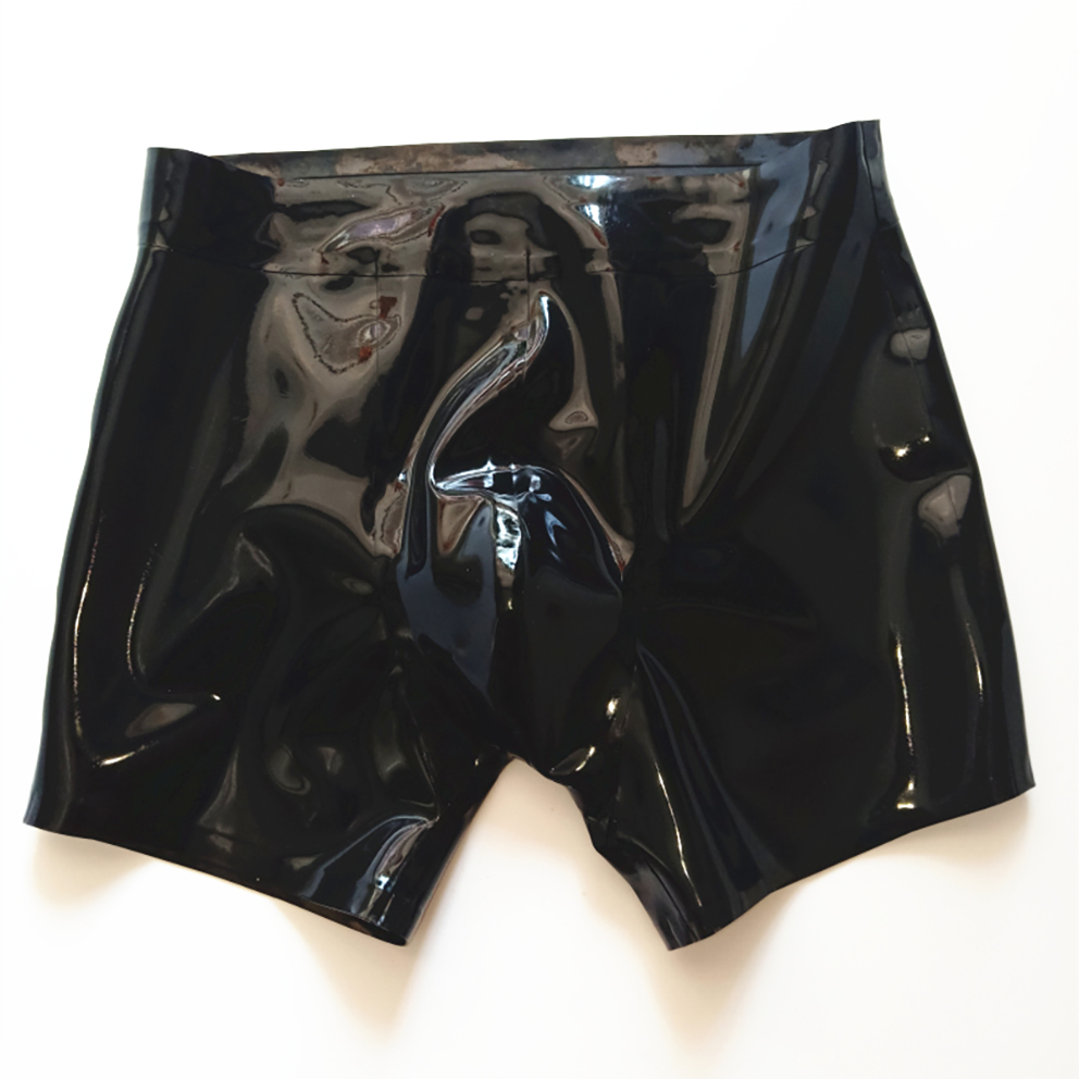 Boyshort Underwear - 섹시한 블랙 라텍스 남성용 반바지 고무