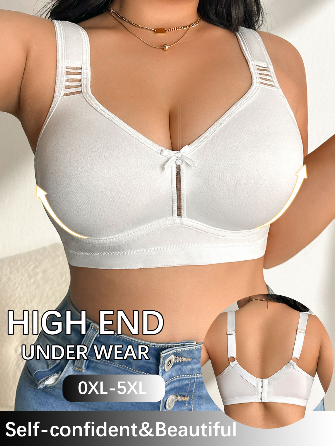 넓은 지지대가 있는 플러스 사이즈 무선 브래지어, 단색 - Push Up Bra Padded 리뷰 및 가격