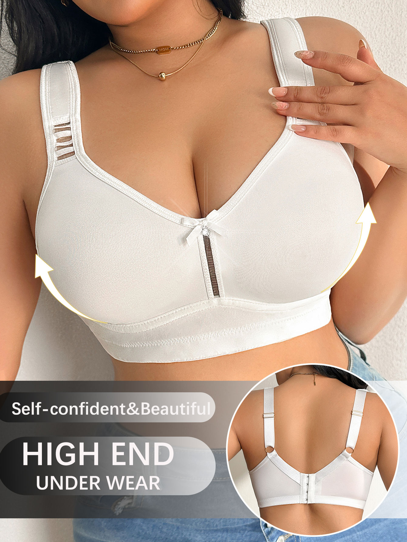 넓은 지지대가 있는 플러스 사이즈 무선 브래지어, 단색 - Push Up Bra Padded 리뷰 및 가격