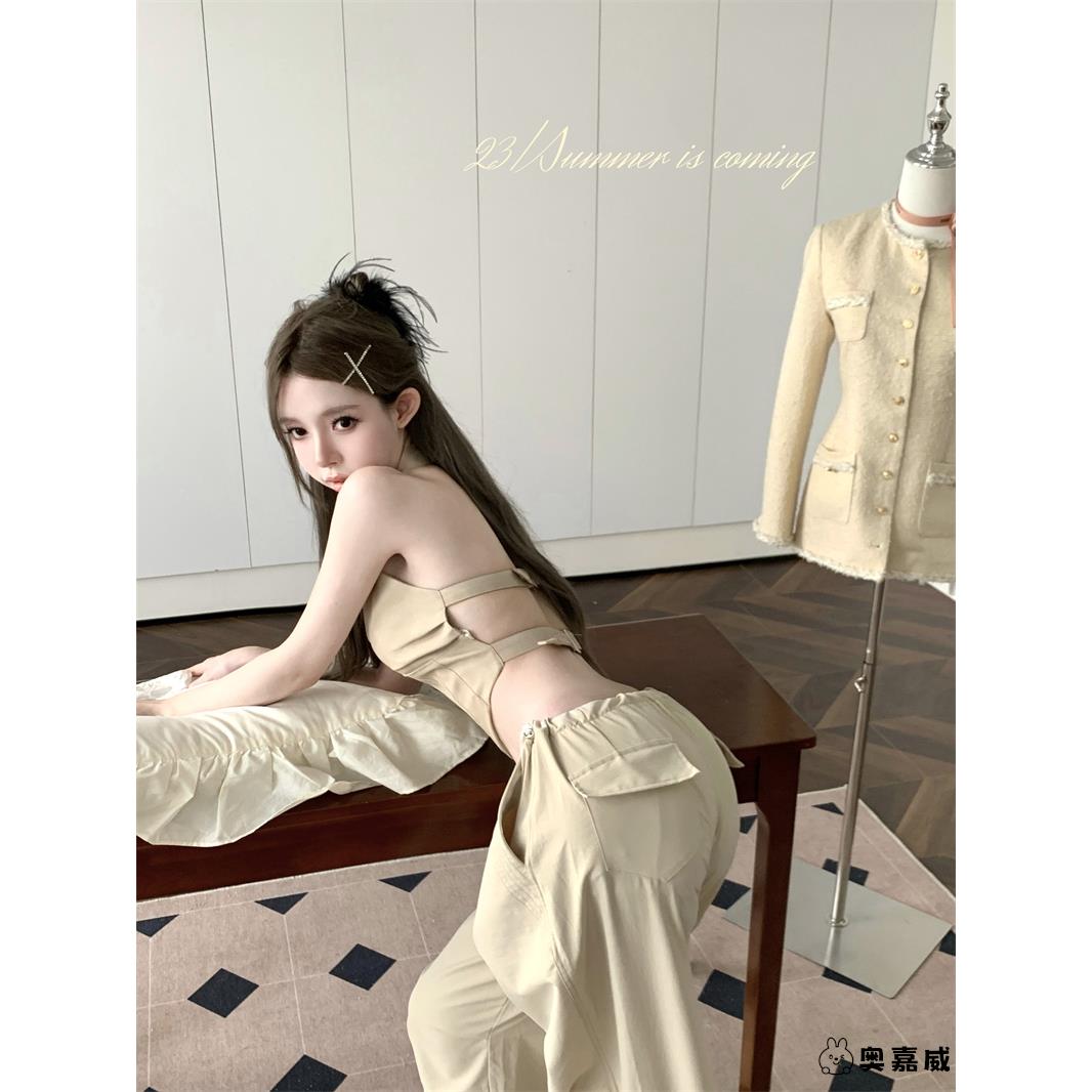 섹시한 미국 스타일의 스포티한 작업복 세트, 여성용 아 - Strapless Bra Backless 리뷰 및 가격