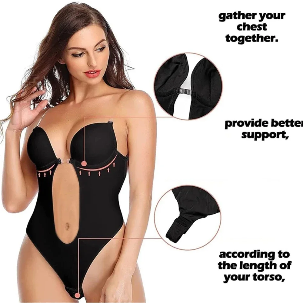 여성용 스트랩리스 바디수트, 브래지어 포함, 딥 브이넥 - Shapewear Bodysuit Firm 리뷰 및 가격