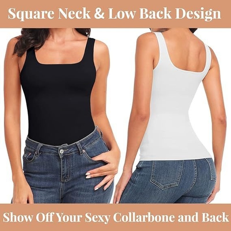 여성용 심리스 스퀘어넥 압박 셰이프웨어 탱크탑, 일상복 - Shapewear Bodysuit Firm 리뷰 및 가격