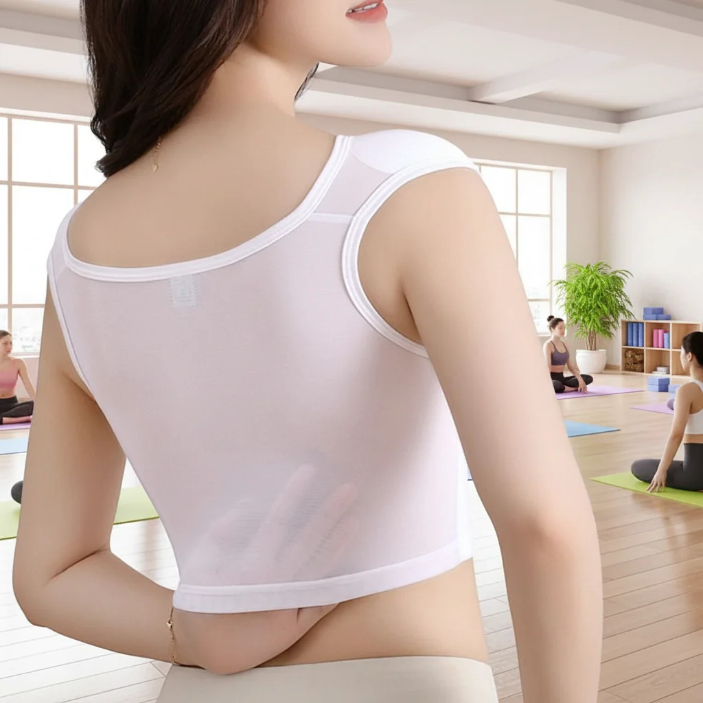 메쉬 소재의 플랫 브레스트 바인더, 단색, 충격 방지  - Shapewear Bodysuit Firm 리뷰 및 가격